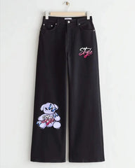 BLACK STYLE BEAR WIDE LEG JEANS - THE VOGUE APPARELS