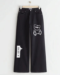 BLACK TEDDY BEAR DENIM WIDE LEG - THE VOGUE APPARELS
