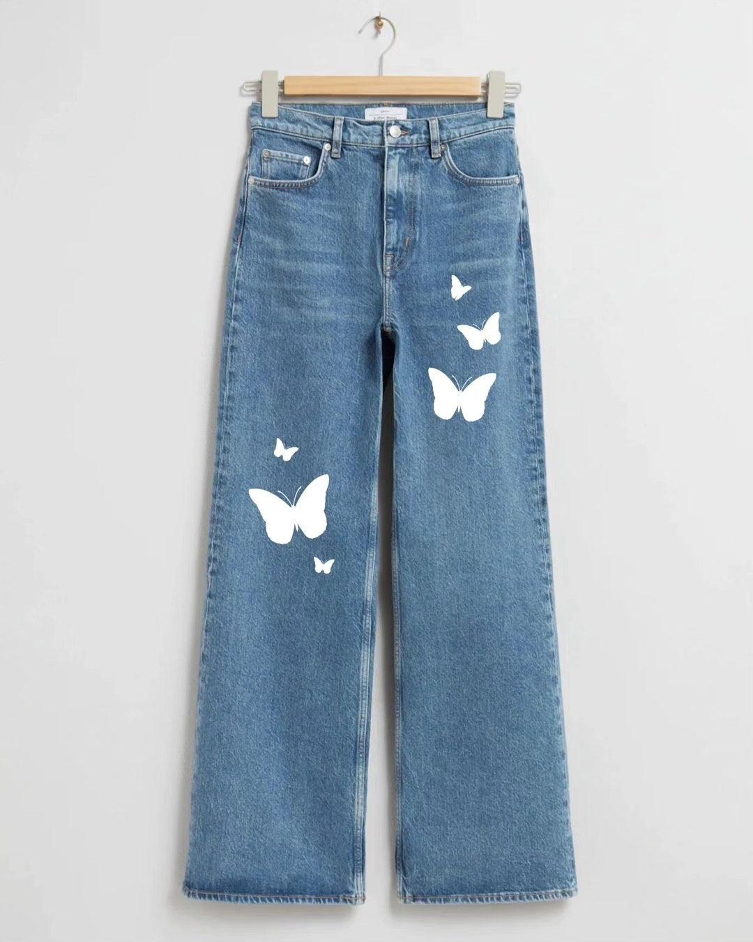 BLUE BUTTERFLY DENIM WIDE LEG - THE VOGUE APPARELS