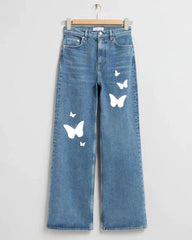 BLUE BUTTERFLY DENIM WIDE LEG - THE VOGUE APPARELS