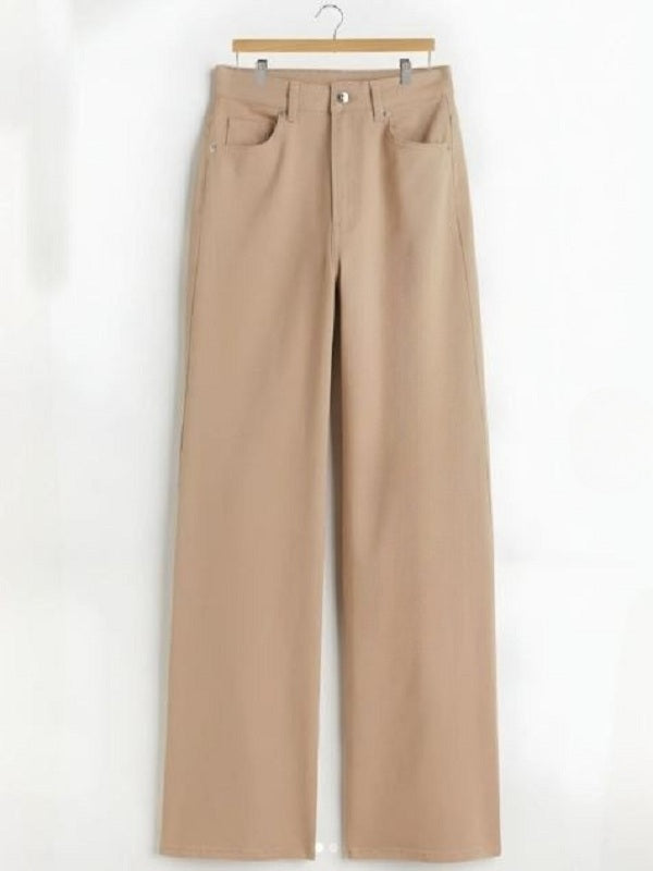 BEIGE WIDE LEG JEANS - THE VOGUE APPARELS