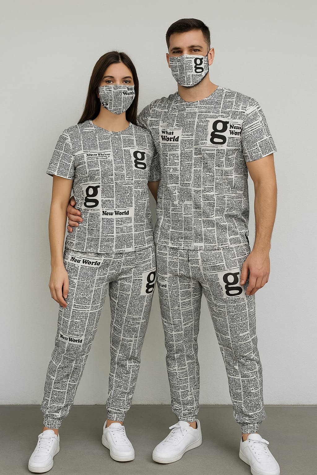 NEWSPAPER TRACKSUIT WITH MASK - THE VOGUE APPARELS