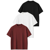 PACK OF 3 OVERSIZED TSHIRT (BLACK-WHITE-MAROON ) - THE VOGUE APPARELS