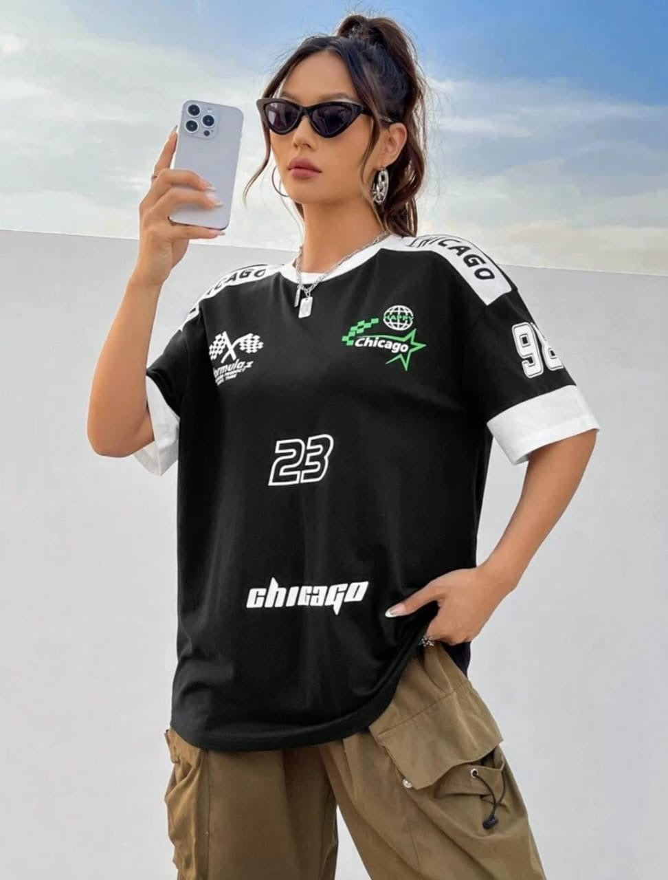 Chicago F1 Racer Oversized Graphic Tee - THE VOGUE APPARELS