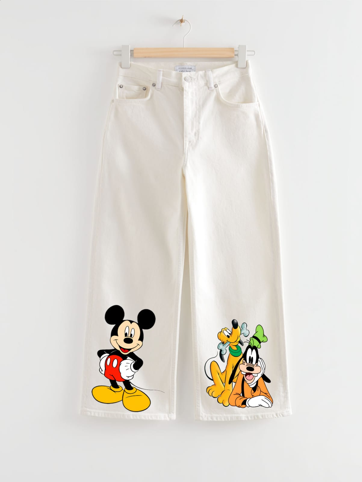WHITE MICKEY AND GOOFY WIDE LEG JEANS - THE VOGUE APPARELS
