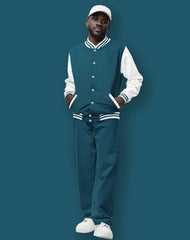 TEAL BLUE VARSITY JACKET - THE VOGUE APPARELS