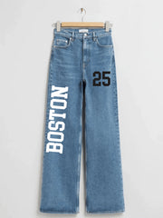 MID BLUE BOSTON 25 WIDE LEG JEANS - THE VOGUE APPARELS