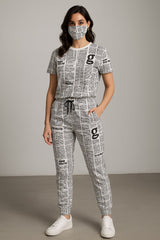 NEWSPAPER TRACKSUIT WITH MASK - THE VOGUE APPARELS