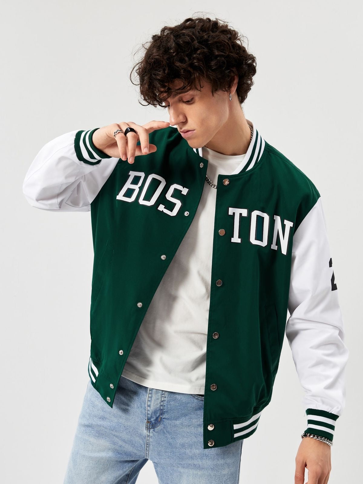 EVER GREEN BOSTON EDITION VARSITY JACKET. - THE VOGUE APPARELS