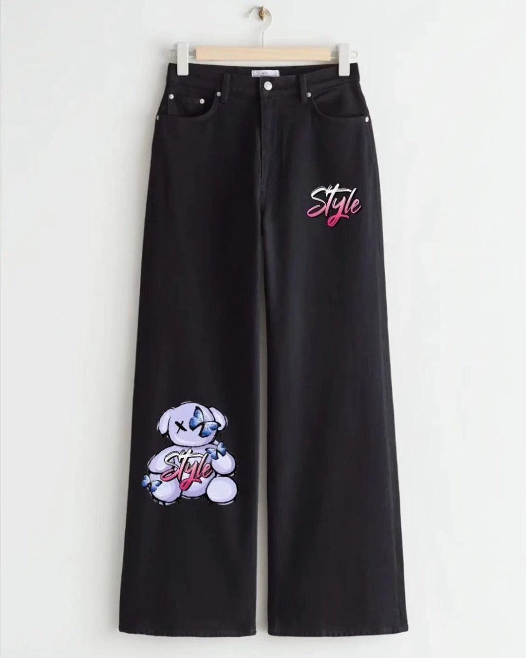 BLACK TEDDY STYLE DENIM WIDE LEG - THE VOGUE APPARELS