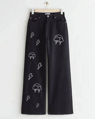 BLACK THUNDER CLOUD DENIM WIDE LEG - THE VOGUE APPARELS