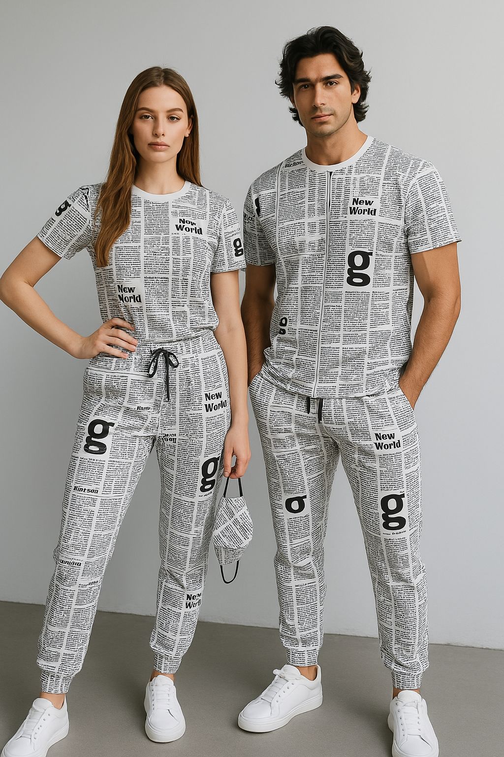 NEWSPAPER TRACKSUIT WITH MASK - THE VOGUE APPARELS
