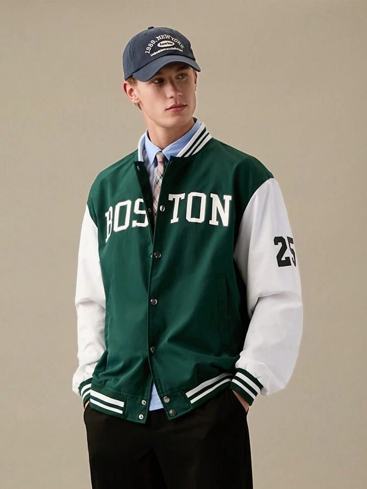 EVER GREEN BOSTON EDITION VARSITY JACKET. - THE VOGUE APPARELS