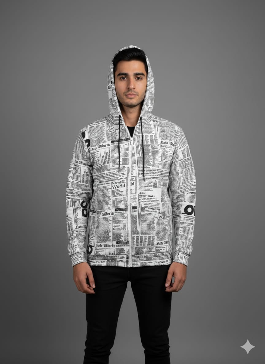NEWSPAPER ZIPPER HOODIE