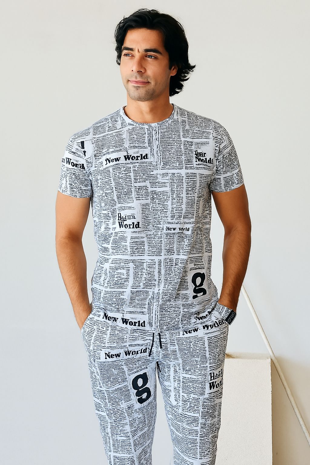 NEWSPAPER TRACKSUIT WITH MASK - THE VOGUE APPARELS