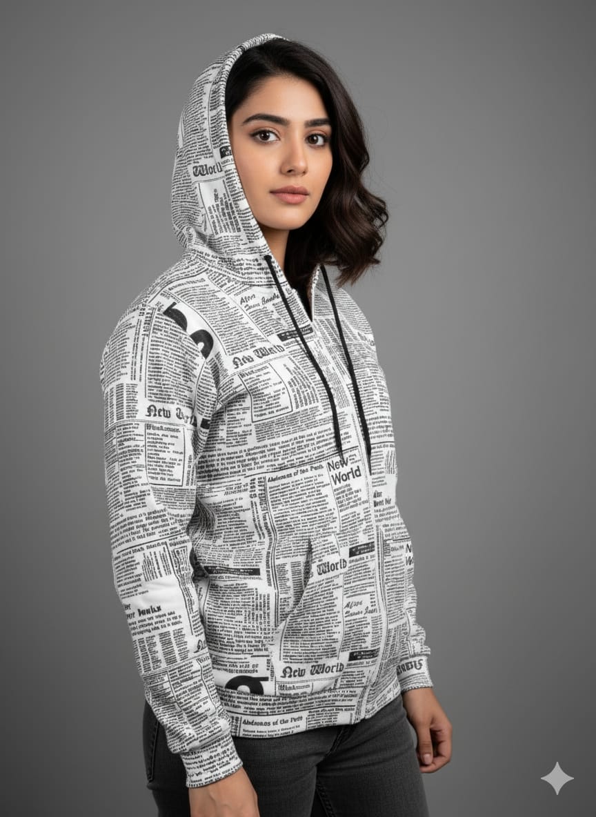 NEWSPAPER ZIPPER HOODIE