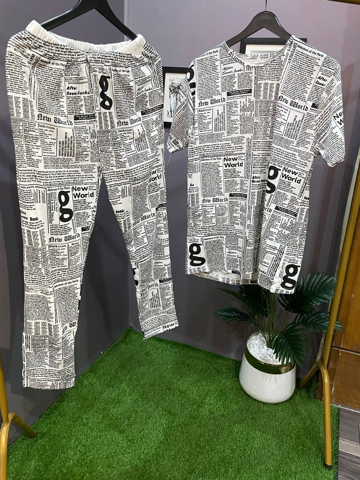 NEWSPAPER TRACKSUIT WITH MASK - THE VOGUE APPARELS